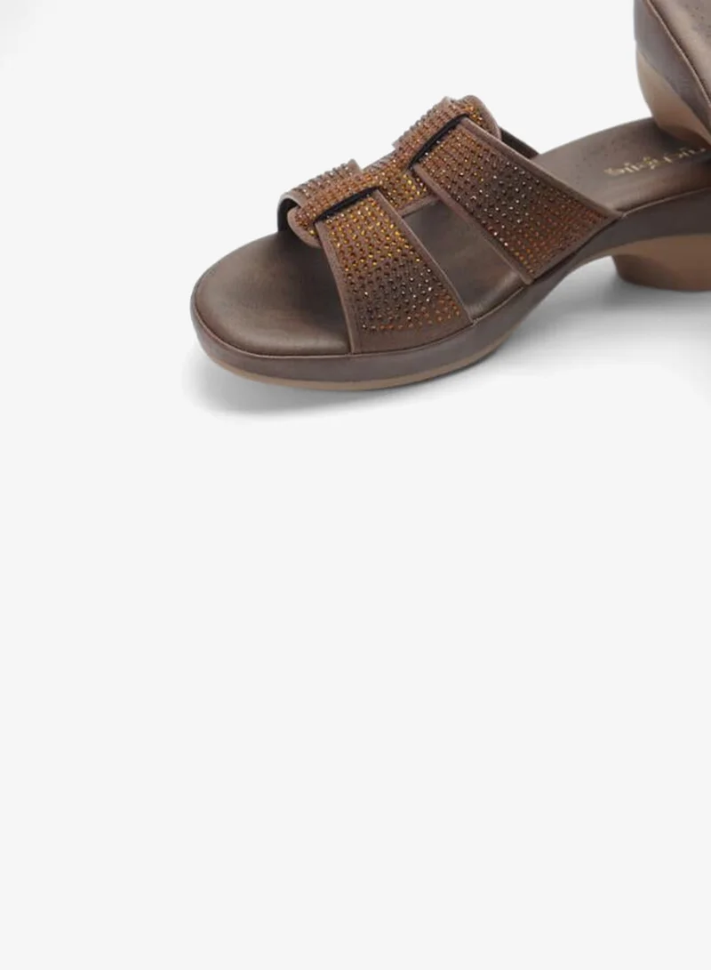 Michelle Morgan Brown 092-3111 Michelle Morgan Ladies Mid Heel Sandals 514RJ313 Brown for Women | Best Price UAE