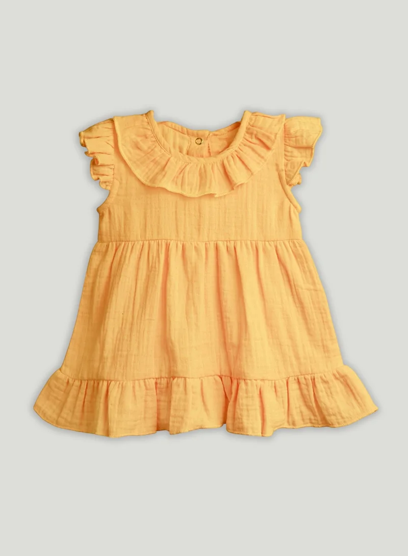 LUAY LUAY Linen Baby Frock, with Frills, Dress for Baby Girls, Cute and Trendy Summer Dress for Babies.
