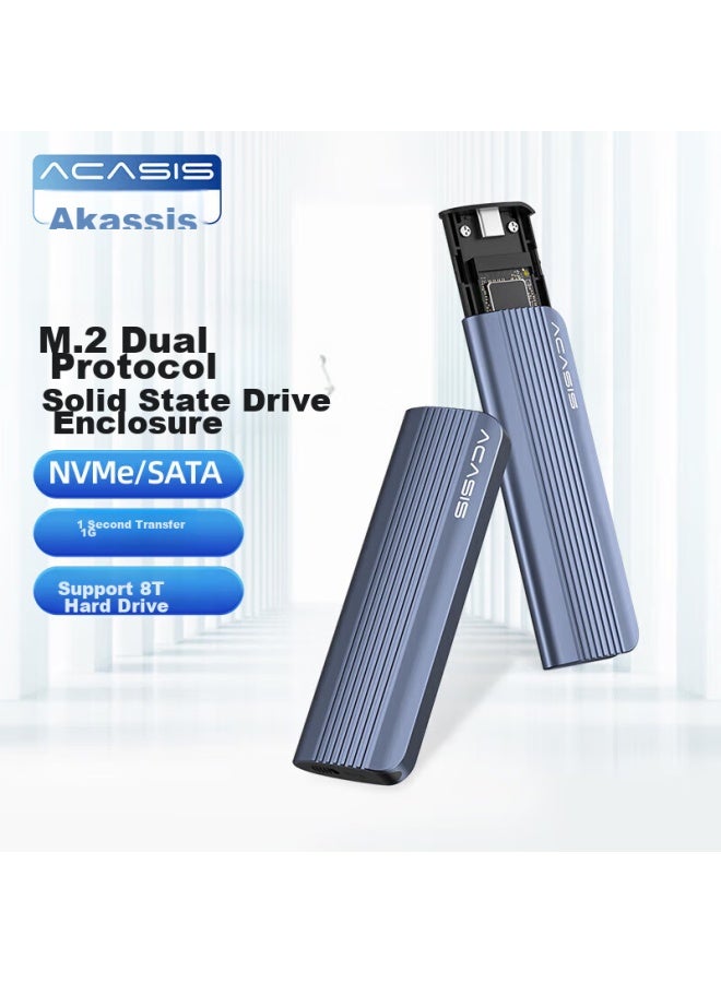 Acasis M.2 Nvme/sata Dual-protocol Hard Drive Enclosure, Type-c 3.1 Ssd Enclosure, Laptop Single-protocol External Full Aluminum Case, Ec-6602 - Image 4