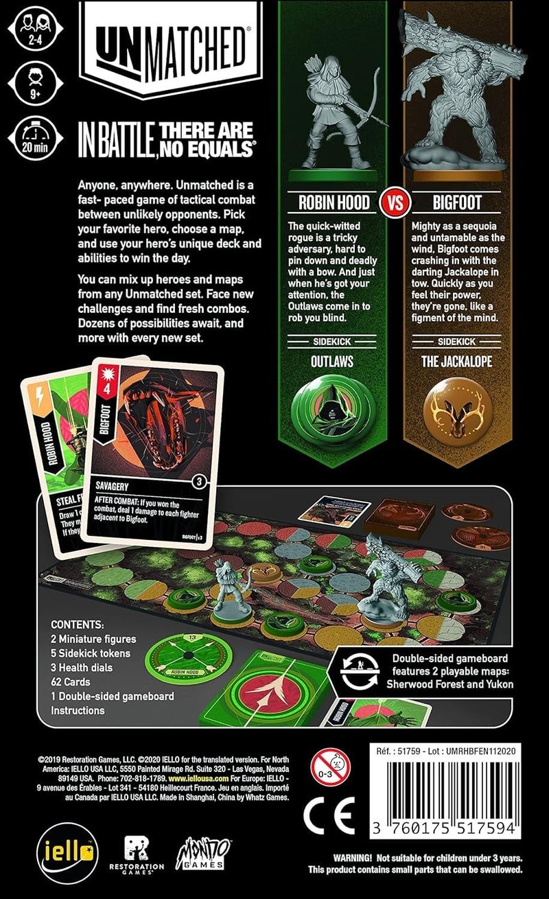 IELLO | Unmatched - Robin Hood vs Big Foot | Card Game | Ages 9+ | 2 Players | 20 mins Minutes Playing Time - Image 1