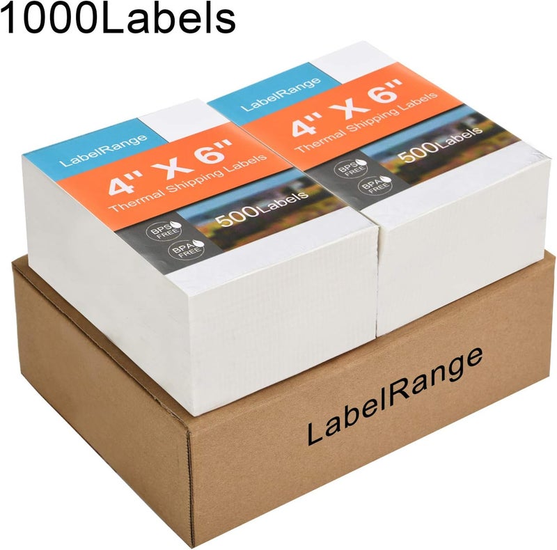 LabelRange 4''X6'' Direct Thermal Shipping Labels (1000 4x6 Fan-fold Labels) - Permanent Adhesive Postage Labels - Commercial Grade - /Rollo/Munbyn Compatible - Image 2