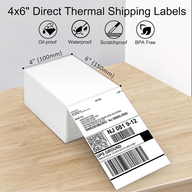 LabelRange 4''X6'' Direct Thermal Shipping Labels (1000 4x6 Fan-fold Labels) - Permanent Adhesive Postage Labels - Commercial Grade - /Rollo/Munbyn Compatible - Image 3