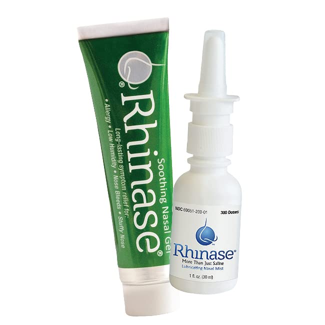 Rhinase Nasal Care Combo Pack - Nasal Gel (1 oz) & Saline Spray (1 oz) for Dryness, Allergy Relief & Nosebleed Prevention, Aloe-Free & pH Balanced - Image 1