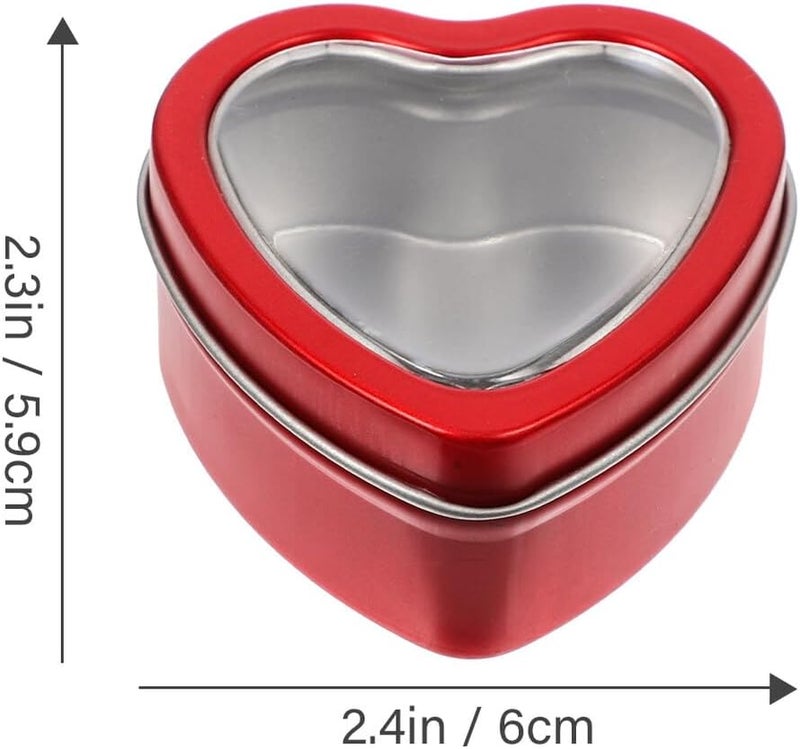 IDEANATEGRATE 10pcs Red Heart-shaped Candy Pack Boxes with Window, Small Portable Wedding Party Favor Containers for Valentine's Day and Romantic Packaging - Image 2