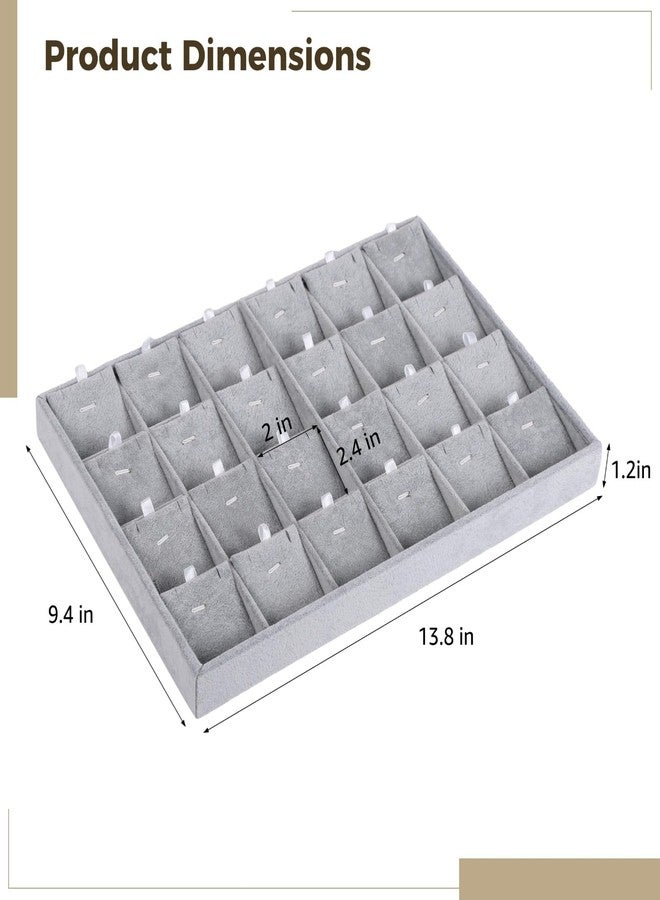 Homaisson 24 Grids Jewelry Tray, Velvet Pendant Necklace Organizer, Stackable Jewelry Organizer with Removable Dividers, Earrings Bracelets Rings Display Tray for Drawers, Cabinets - Image 2