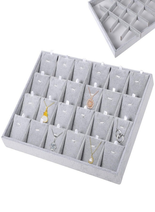 Homaisson 24 Grids Jewelry Tray, Velvet Pendant Necklace Organizer, Stackable Jewelry Organizer with Removable Dividers, Earrings Bracelets Rings Display Tray for Drawers, Cabinets - Image 1