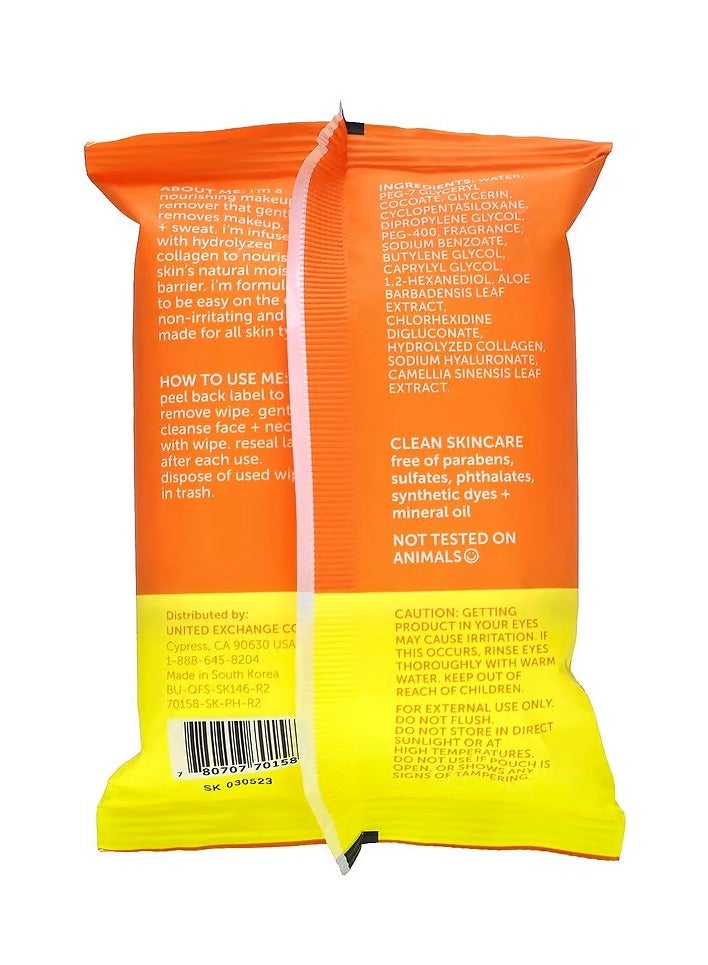 Nu Pore Collagen Makeup Remover Facial Wipes 25 Wipes - Image 2