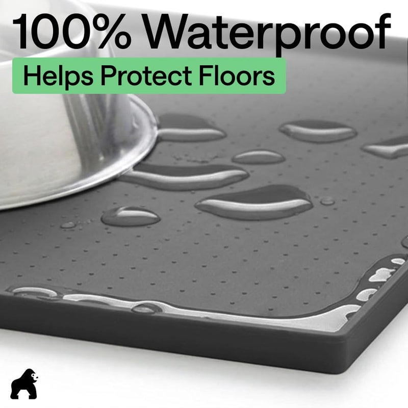 GORILLA GRIP 100% Waterproof Raised Edge BPA Free Silicone Pet Feeding Mat, Dog Cat Food Mats Contain Spills Protects Floors, Placemats for Cats and Dogs Water Bowl Pets Accessories 18.5x11.5 Charcoal - Image 4