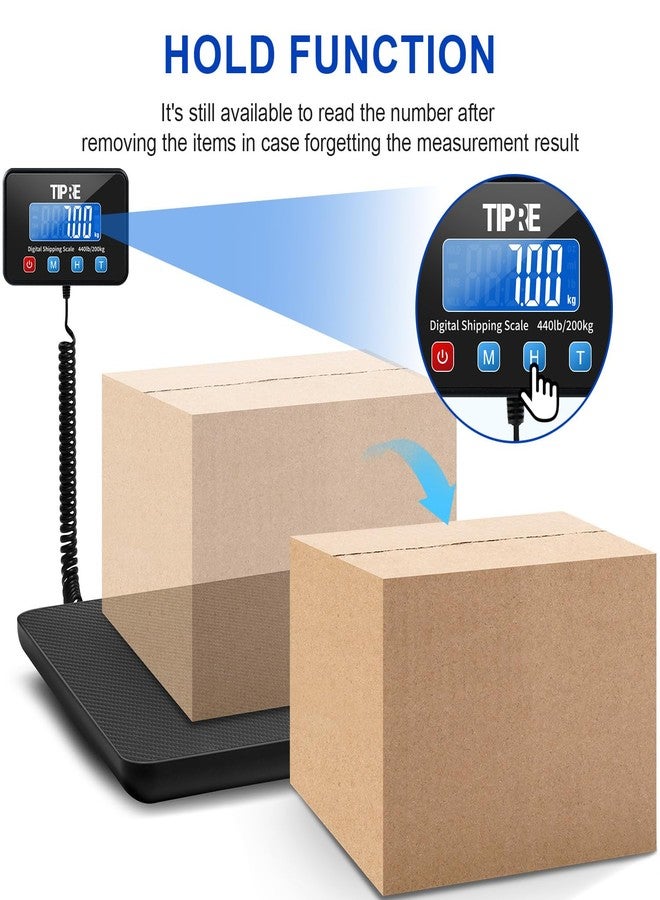 TIPRE Digital Shipping Postal Scale 440lb/0.5oz Accuracy! Lightweight Carbon Fibre Commercial Weight Scale for Package, Small Business, Mail, Warehouse, Home, Luggage, Battery&Charging Cable Included - Image 5