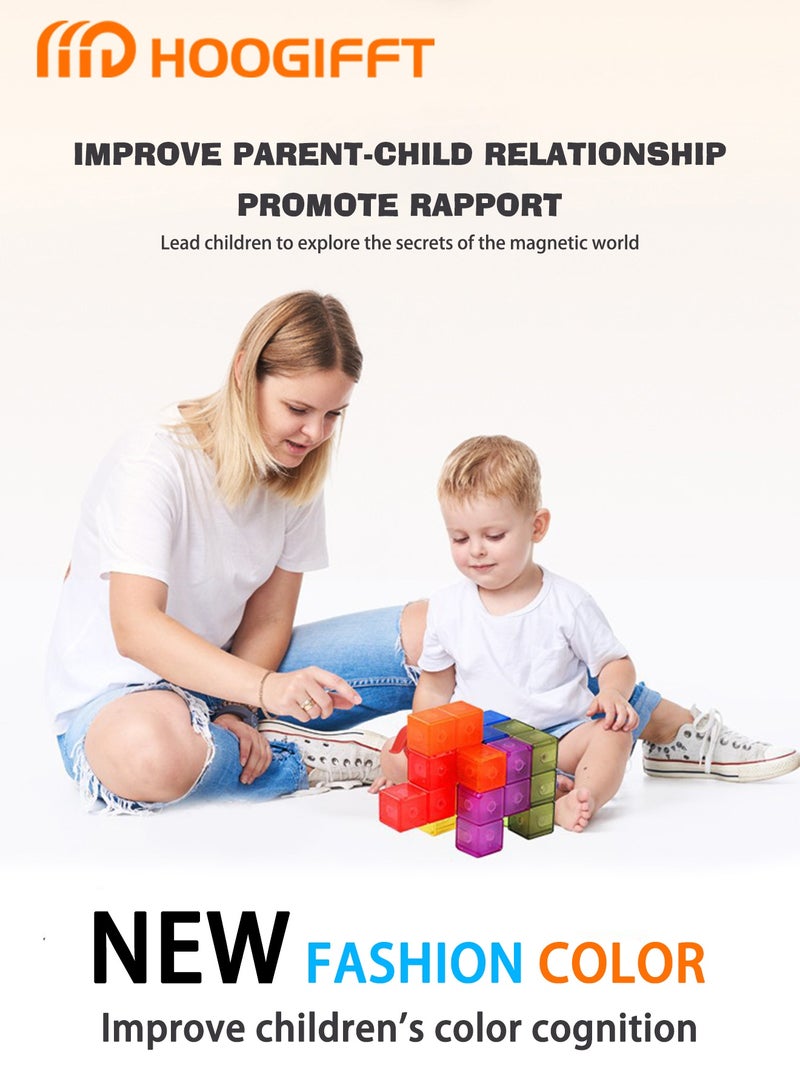 هوغيفت كتل بناء مغناطيسية للأطفال (7 قطع) ، مكعبات ألغاز سحرية ثلاثية الأبعاد لتطوير الذكاء وألعاب تململ تخفيف التوتر ، مع 54 بطاقة دليل - Image 3