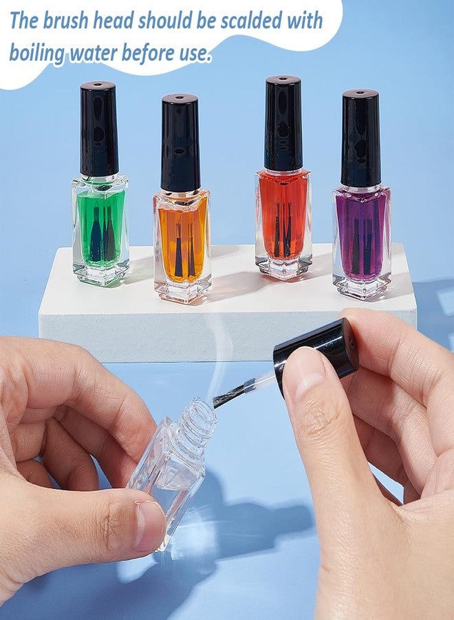 BENECREAT 24-Pack 5ml Mini Empty Nail Polish Bottles - Clear Glass Nail Varnish Bottles with Brush Cap & 5pcs Funnels - Refillable Travel-Size Containers for DIY Polish, Glitter, Art Paint - Image 3
