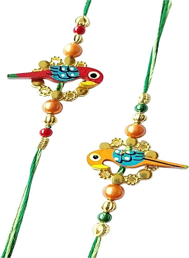KRISHNA Rakhi set for brother Bhaiya Kids with fancy golden ring with Red and yellow parrot pendal for Rakshabandhan for Men and Boys in combo set - Image 2
