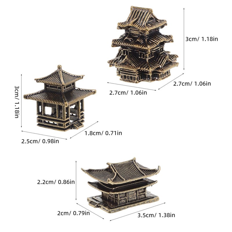 Amosfun 3pcs Pagoda Sculpture Vintage Miniature Lanterns for Zen Garden Indoor Decor and Micro Landscape Enhancements and Versatile Ornament for Aquariums and Bookshelves - Image 2