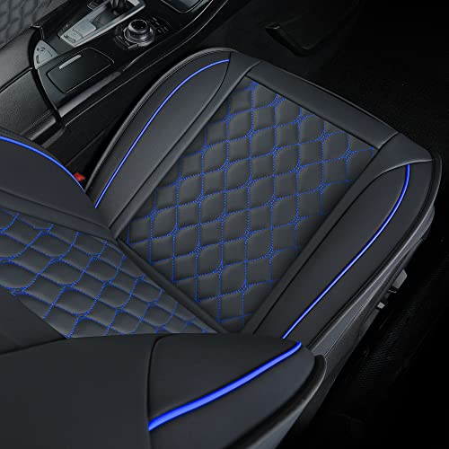 Vankerful Leather Car Seat Covers Full Set,Universal Fit for Most Cars,SUV,Sedans and Pick-up Trucks,Automotive Vehicle Faux Leather Cushion Covers for 5 Passenger Cars(Full Set,Black/Blue) - Image 5
