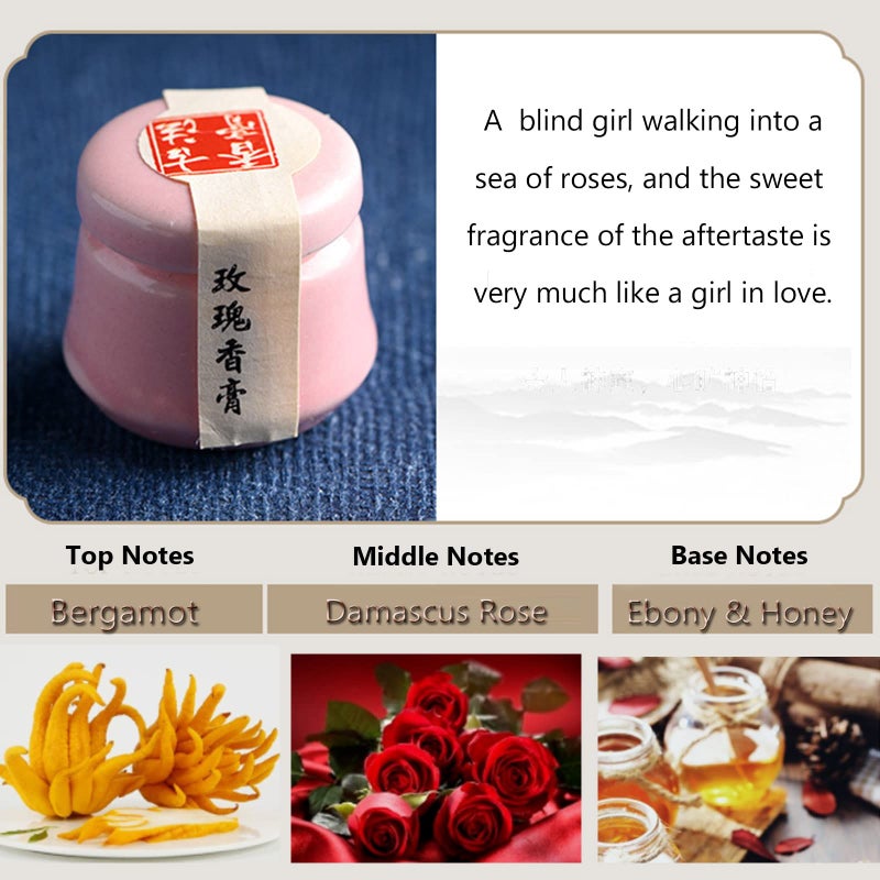 Grospe 3PCS Solid Balm Sets - Solid Perfume Portable Pocket Ceramic Jar - Perfect for Travel Use - Natural Rose Ambergris Ebony Fragrance for Men and Women - Image 5