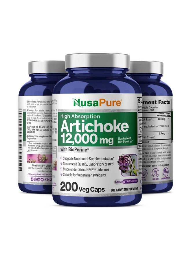 NusaPure نوسابور مستخلص الخرشوف 20:1، 600 ملغ يعادل 12,000 ملغ 200 كبسولة نباتية (خالٍ من الكائنات المعدلة وراثيًا، خالٍ من الغلوتين) - Image 4