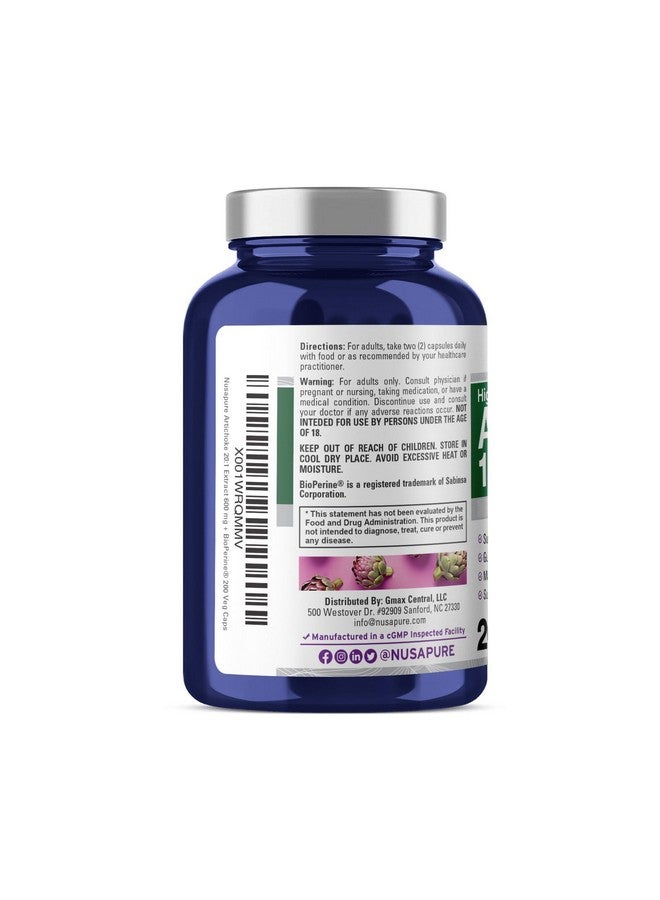 NusaPure نوسابور مستخلص الخرشوف 20:1، 600 ملغ يعادل 12,000 ملغ 200 كبسولة نباتية (خالٍ من الكائنات المعدلة وراثيًا، خالٍ من الغلوتين) - Image 3