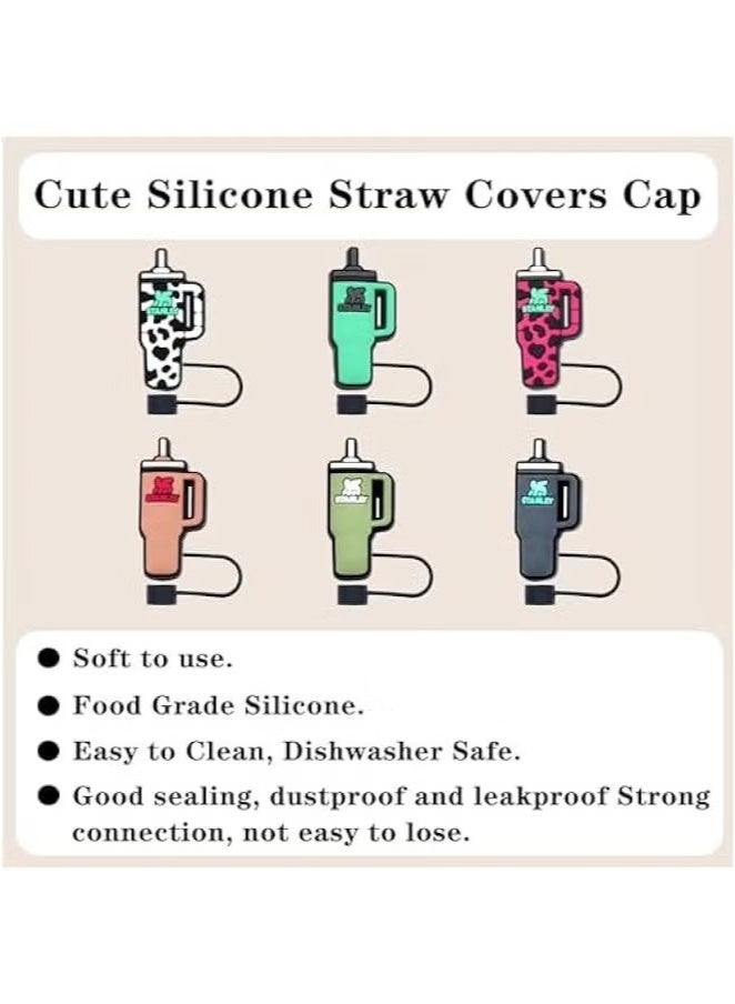 OMEVE 6Pcs Straw Cover Cap for Stanley CupSilic Straw Topper Compatible with Stanley 30 & 40 Oz Tumbler Drinking Straw Tip Covers Cu Accessories Protectors Plugs  - Image 3