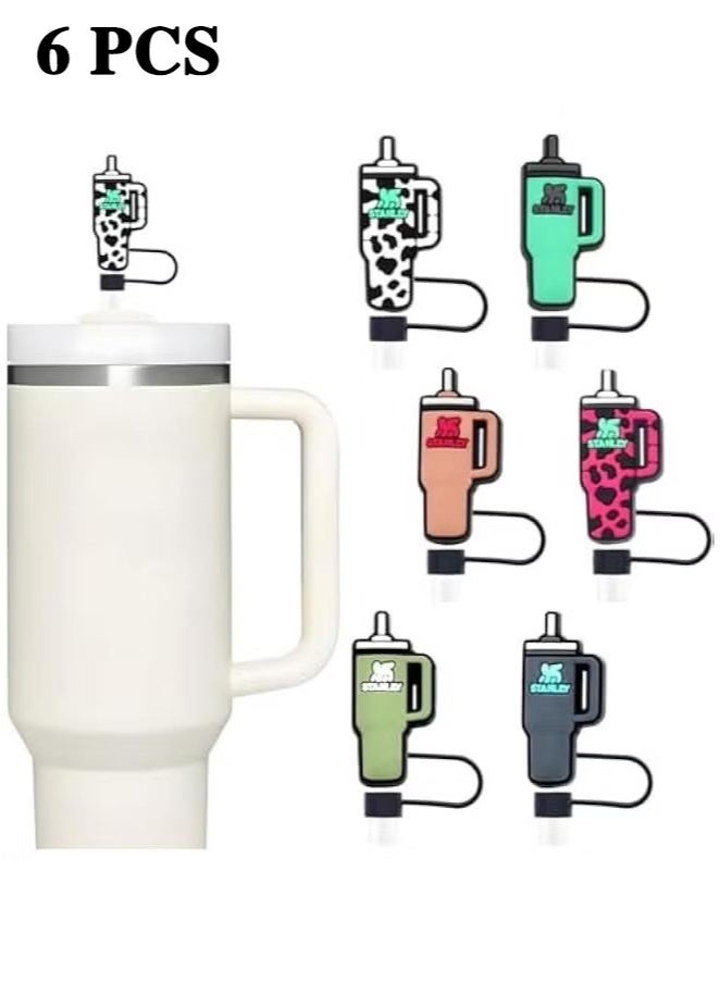OMEVE 6Pcs Straw Cover Cap for Stanley CupSilic Straw Topper Compatible with Stanley 30 & 40 Oz Tumbler Drinking Straw Tip Covers Cu Accessories Protectors Plugs  - Image 1