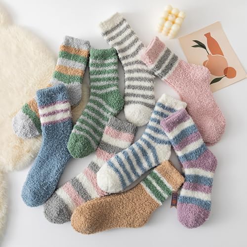 CLUZE Polyester Fuzzy Ankle Length Socks For Women Teen Girls Fluffy Warm Winter Plush Multi Design Socks - Pack of 4 - Image 3