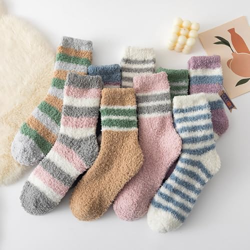 CLUZE Polyester Fuzzy Ankle Length Socks For Women Teen Girls Fluffy Warm Winter Plush Multi Design Socks - Pack of 4 - Image 5