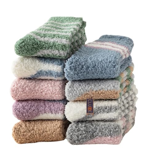 CLUZE Polyester Fuzzy Ankle Length Socks For Women Teen Girls Fluffy Warm Winter Plush Multi Design Socks - Pack of 4 - Image 2