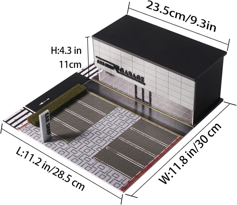 G-FANS 1/64 Scale Parking Garage Diorama with LED Lights, Display Case for Hot Mini Wheels GT Matchbox 1:64 Diecast Model Cars, Collection Storage Box (CAR Shop) - Image 2
