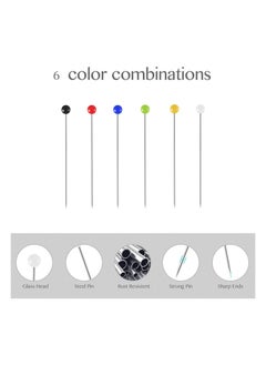 Y&D Glass Head Pins Practical Ball Sewing Pins 500 Pcs Color Mixing with Iron Needle Box Pumpkin Insert Tinplate Art Pin Round Fixed for Making Crafts  - Image 4
