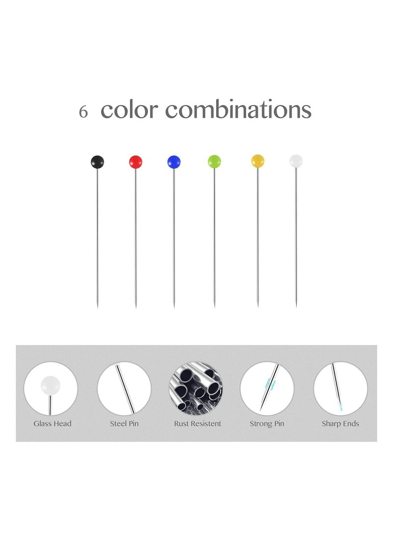 Y&D Glass Head Pins Practical Ball Sewing Pins 500 Pcs Color Mixing with Iron Needle Box Pumpkin Insert Tinplate Art Pin Round Fixed for Making Crafts  - Image 4