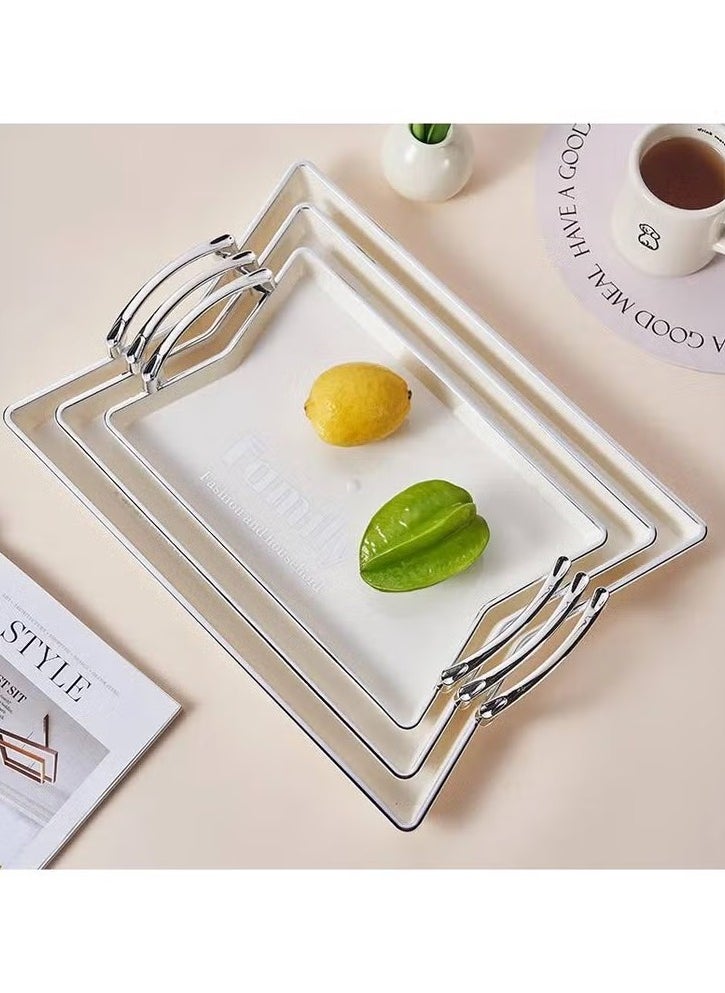 Generic High quality, chic and elegant acrylic tray set, white with a golden or silver handle  - Image 2