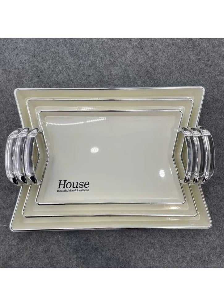 Generic High quality, chic and elegant acrylic tray set, white with a golden or silver handle  - Image 3