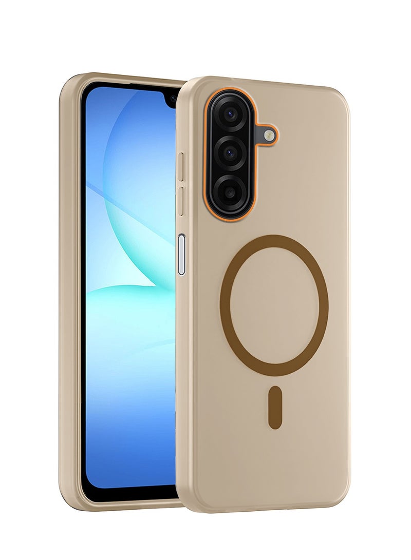 دبليو تيك غطاء حماية أنيق بحواف مرتفعة لكاميرا سامسونج جالاكسي A17 5G 2025 هجين شفاف مع شحن مغناطيسي ميغسيف (MCMPMN) - بني - Image 1