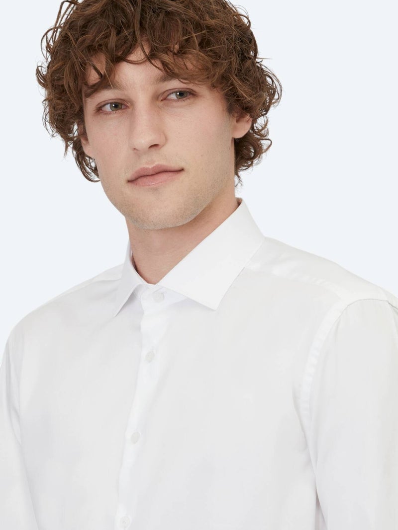 Kip White Plain Regular Fit Long Weaving Classical 100% Cotton Shirt - Image 4