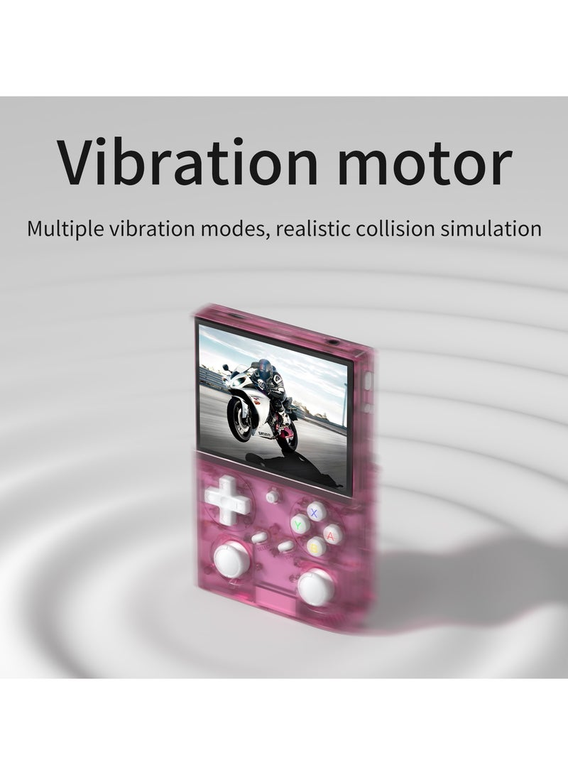 Beauenty G350 Retro Handheld Game Console, 3.5 IPS Screen Linux System with Built-in 64G TF Card 4371 Game Preloaded Game Console 3200mAh Battery (Clear Pink) - Image 3