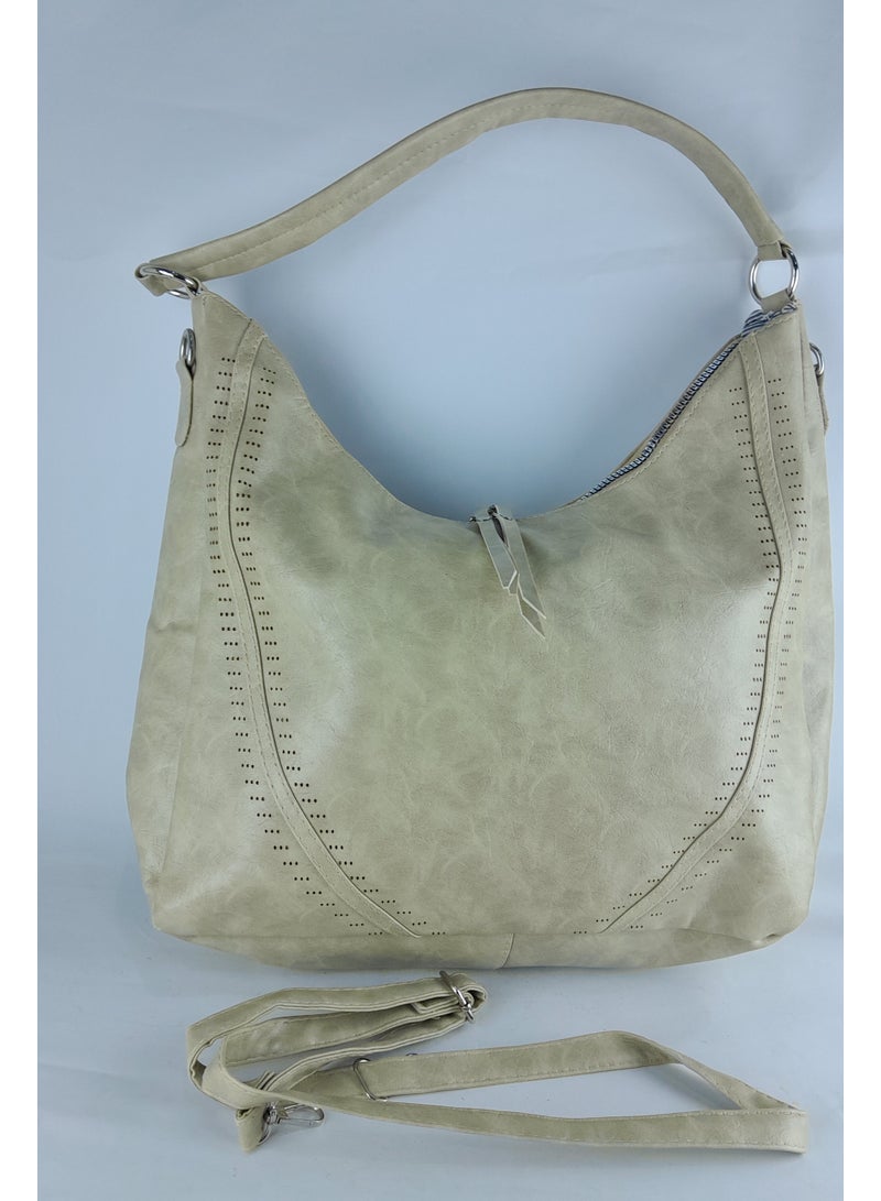 Women's handbag, beige leather, large enough for all your belongings - Image 2