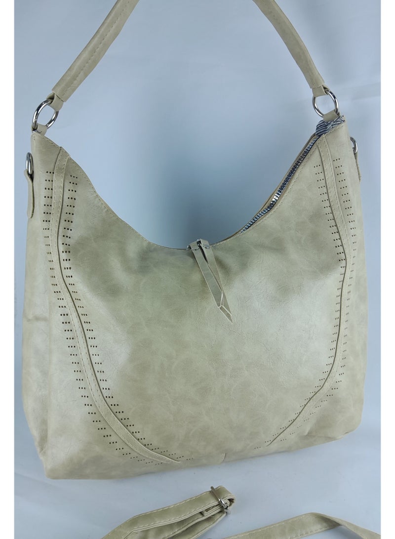Women's handbag, beige leather, large enough for all your belongings - Image 3