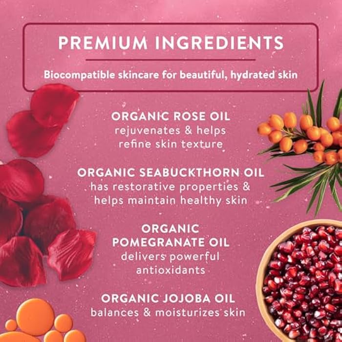 Badger Rose Face Oil, 100% Organic Face Moisturizer, Nourishing & Soothing Organic Jojoba Oil & Rose Oil, Vegan Antioxidant Rich Moisturizing Facial Oil, 1 fl oz Glass Bottle - Image 3