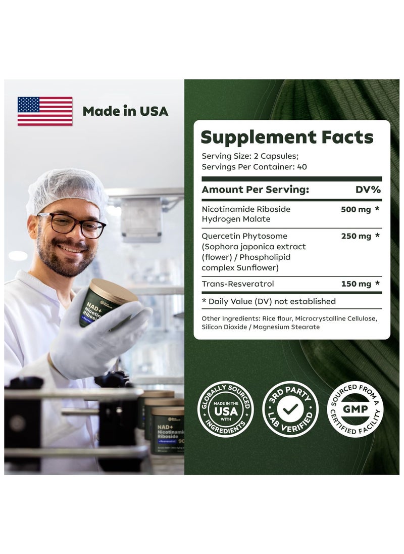 Reus Research - NAD + Nicotinamide Riboside, 900mg - 80 Capsules - Image 1