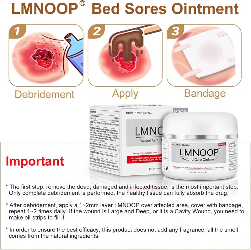 LMNOOP كريم قرح الفراش - مرهم عضوي لعلاج قرح الفراش - علاج سريع للجرح - حماية من العدوى لمدة 24 ساعة - مرهم للعناية بالجروح لقرح الفراش وقرح الضغط والقرح الوريدية السكري - Image 5