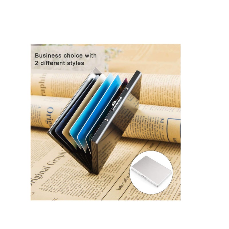 Barakah حافظة بطاقات الائتمان حافظة معدنية واقية مانعة لتداخل RFID حافظة بطاقات البنك حافظة بطاقات العمل للسيدات والنساء والرجال من الفولاذ المقاوم للصدأ - Image 4