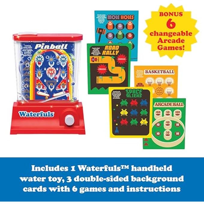 THE ORIGINAL WATERFULS CLASSIC HANDHELD WATER GAME, RETRO VINTAGE GAMES, 6 INTERCHANGEABLE PANELS, HANDHELD GAMES FOR 3 YEAR OLDS, PRESCHOOL GAMES, KIDS GAMES 4, 5, 6, 7, 8, WATER TOY AGES 3+ - Image 3