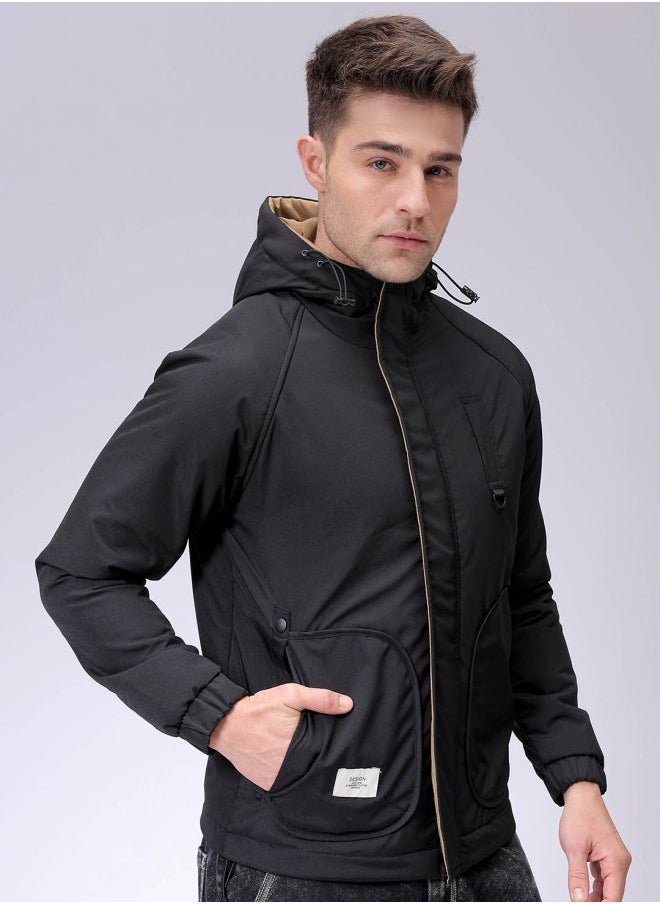 The Indian Garage Co Men Slim Fit Solid Puffer Jackets  - Image 4