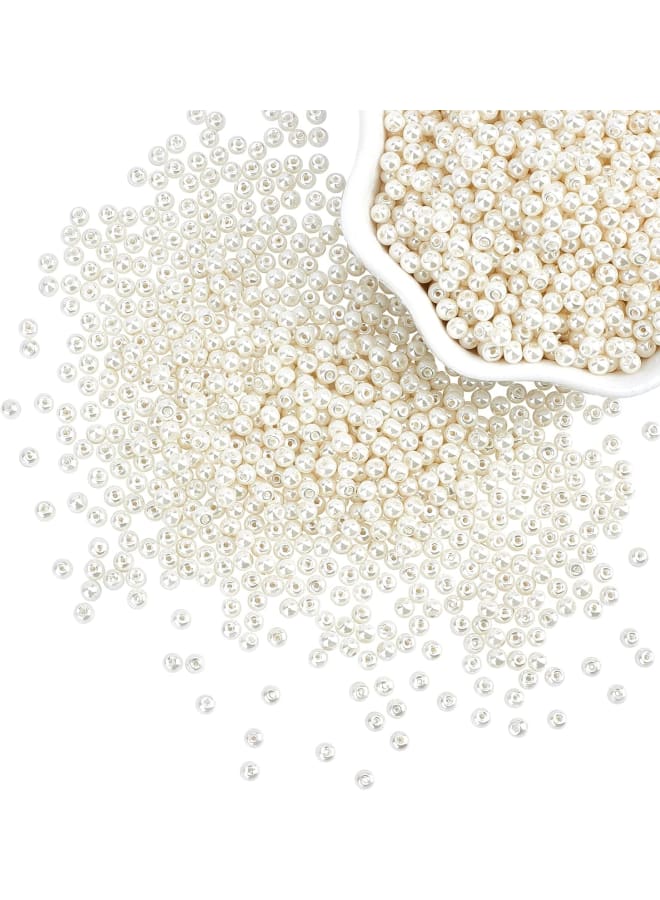 2300pcs Glass Pearl Bead 3mm Tiny Spacer Beads Round Loose Beads Pearl Imitation Beads for Earring Necklace Bracelet Waist Chain Hair Accessory Weeding Vail Gloves Dresses, 0.7~1.1mm Hole  - Image 1