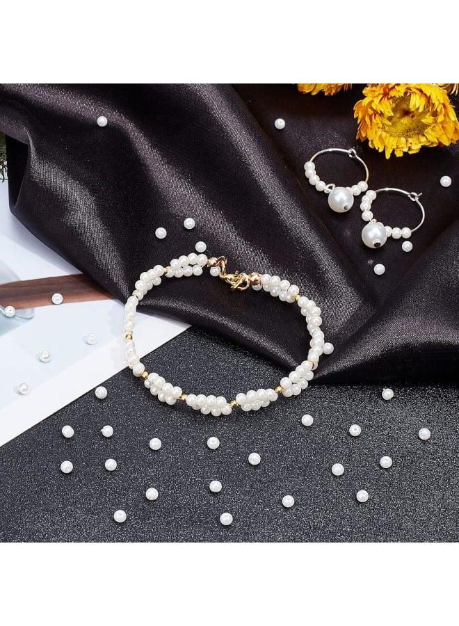 2300pcs Glass Pearl Bead 3mm Tiny Spacer Beads Round Loose Beads Pearl Imitation Beads for Earring Necklace Bracelet Waist Chain Hair Accessory Weeding Vail Gloves Dresses, 0.7~1.1mm Hole  - Image 2