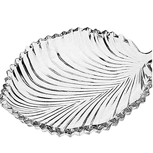 Kosh-Stylish Modern Elegant Transparent Crystal Lightweight Durable Glass 20 cm Leaf Plate for Serving Dry Fruits, Snacks, Candy Ice Cream Sweets and Decoration - 4 Piece - Image 1