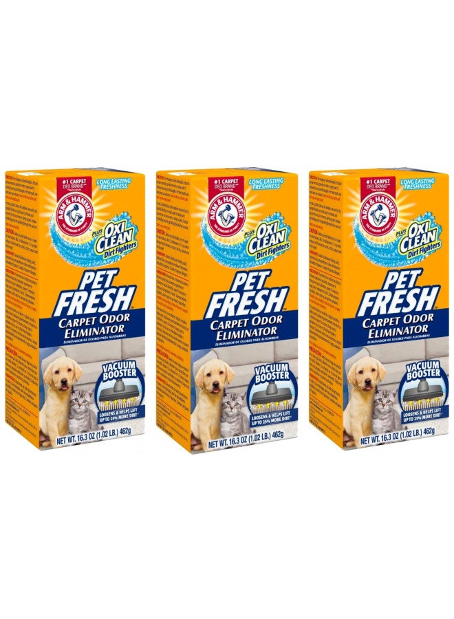 Arm & Hammer Pet Fresh Carpet Odor Eliminator Plus Oxi Clean Dirt Fighters (Pack of 3), 48.9 Ounce - Image 1