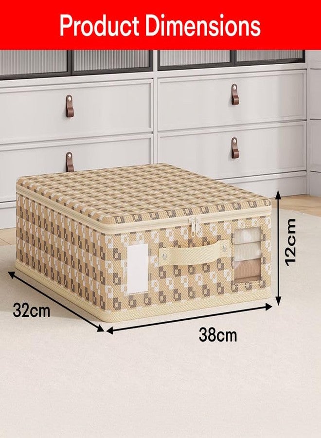 Prime Pick Storage Box Foldable Cloth Organizer with Lid Breathable Non Woven Fabric Wardrobe Storage Bin with reinforced Handles Space Saving Clothes Organizer Beige XL Size Pack of 1 - Image 3