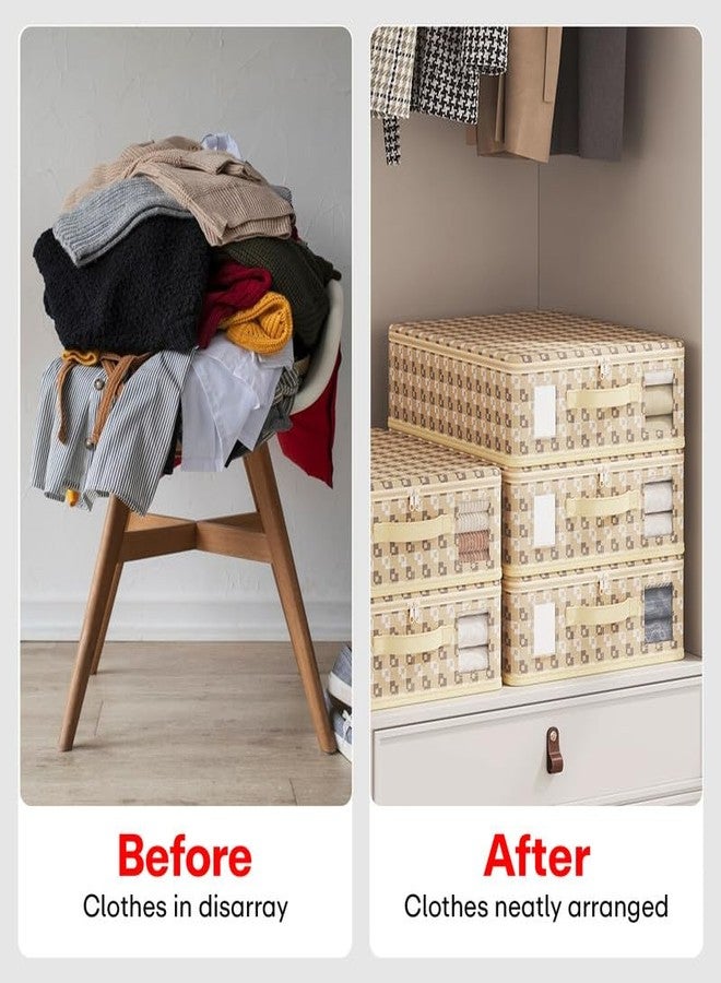 Prime Pick Storage Box Foldable Cloth Organizer with Lid Breathable Non Woven Fabric Wardrobe Storage Bin with reinforced Handles Space Saving Clothes Organizer Beige XL Size Pack of 1 - Image 5