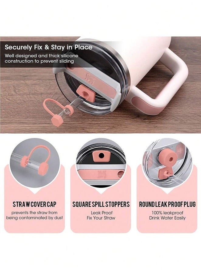 3 Set Silicone Spill Proof Stopper Compatible with Stanley Cup 1.0 40oz/ 30oz(Pink)  - Image 2