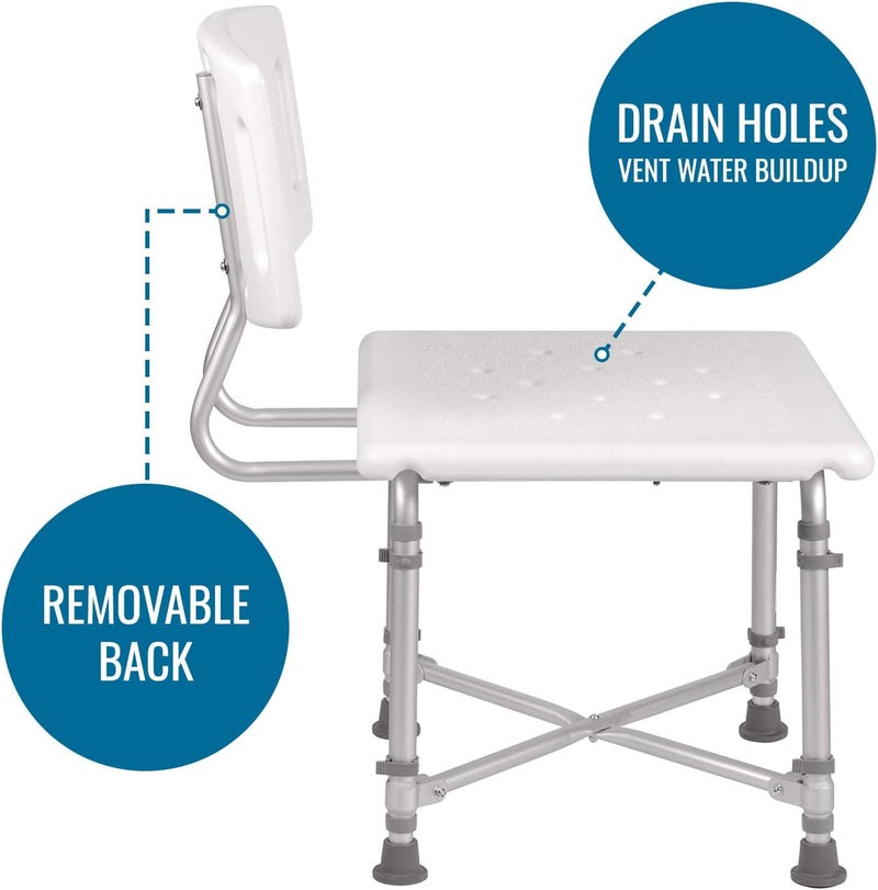 DMI Shower Chair Bath Seat for Tub or Shower Bench for Inside Shower Made of Aluminum with Plastic Seat FSA and HSA Eligible Adjustable Height Holds Weight Up to 500 Pounds Bath Chair White - Image 4